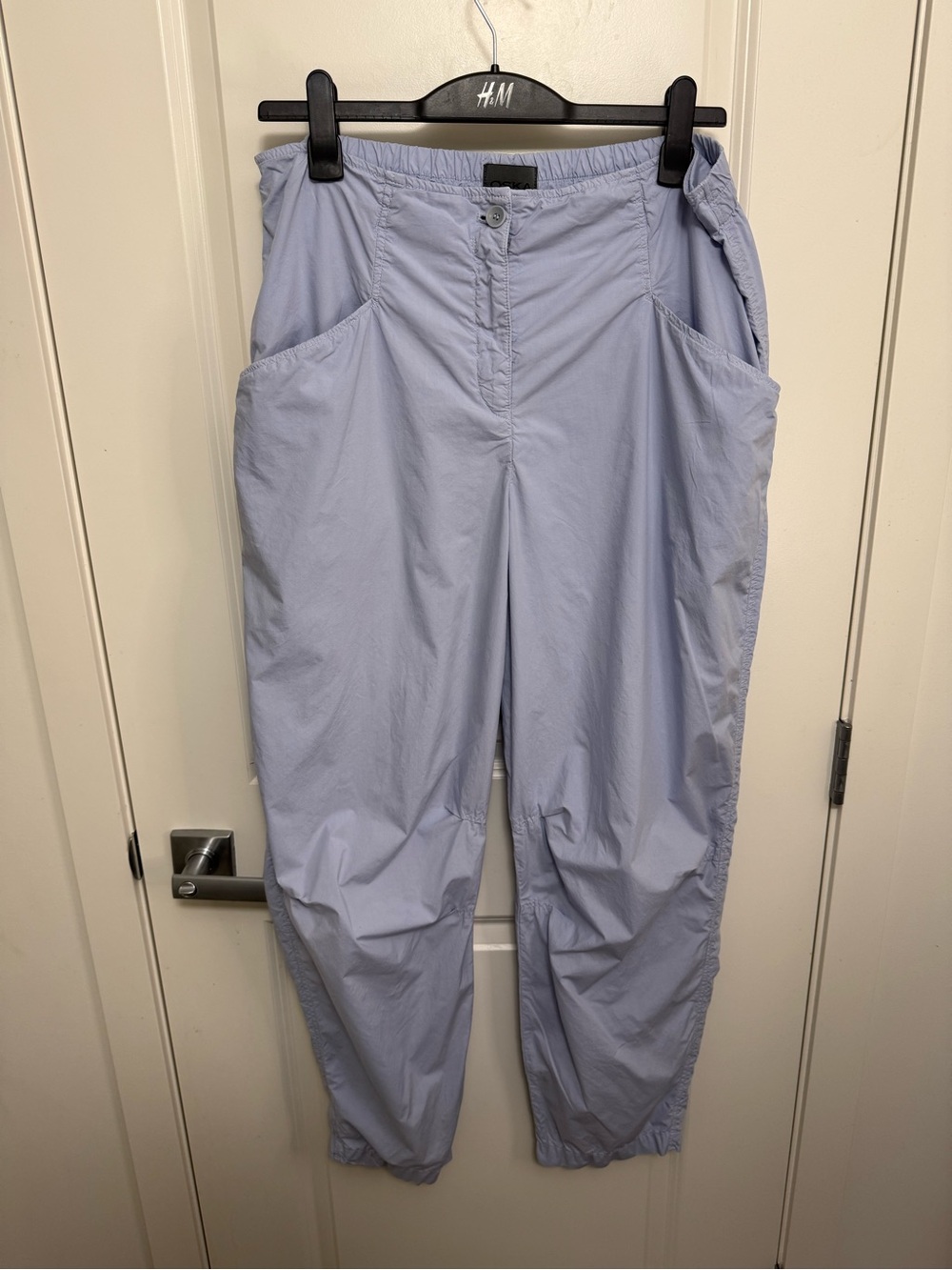 OSKA Women's Light Lavender Casual Elastic Waist Baggy Cotton Pants in size 4